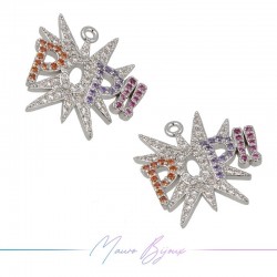 Ciondoli POP!! in Ottone con Zirconi Argento 20x20.5mm