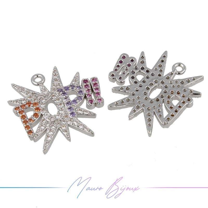 Charms POP!! in Zircon Brass Pendant Silver 20x20.5mm