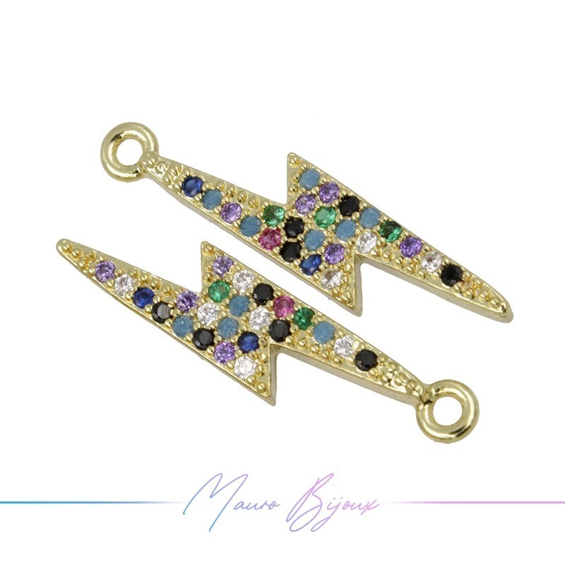 Charms Lightning B in Zircon Brass Pendant Gold 25.2x5.4mm