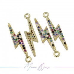 Ciondoli Fulmine B in Ottone con Zirconi Dorato 25.2x5.4mm