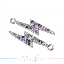 Charms Lightning B in Zircon Brass Pendant Silver 25.2x5.4mm