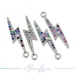 Ciondoli Fulmine B in Ottone con Zirconi Argento 25.2x5.4mm