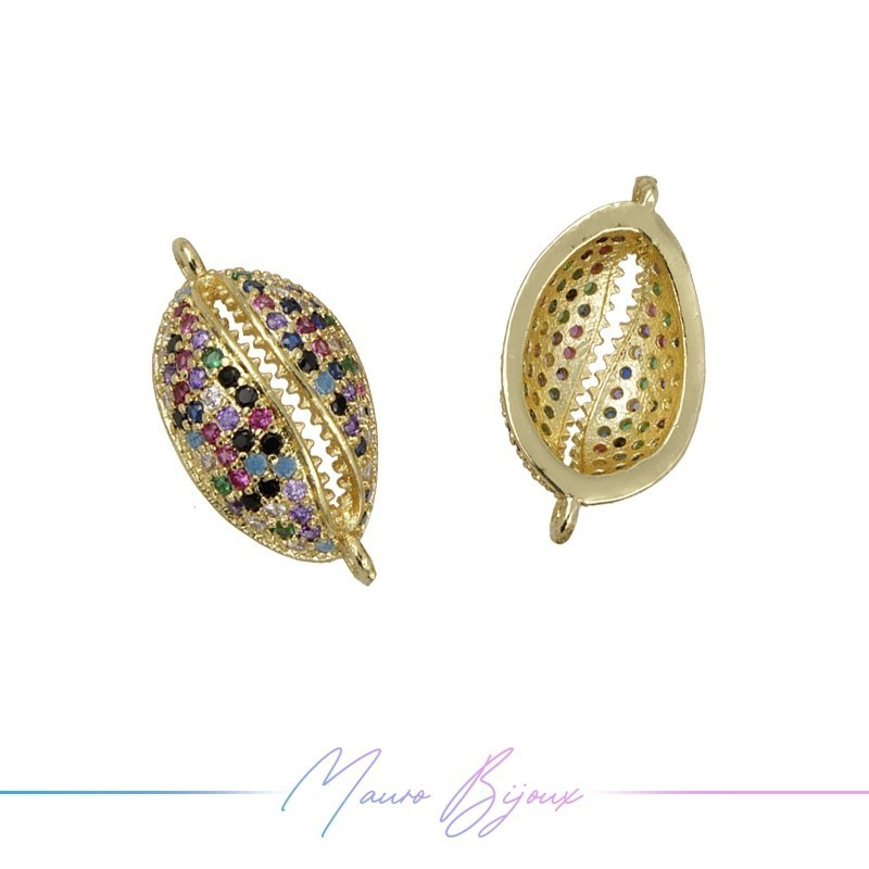 Charms Shells in Zircon Brass Pendant Gold 10.4x19.3mm