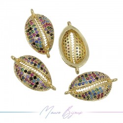 Charms Shells in Zircon Brass Pendant Gold 10.4x19.3mm