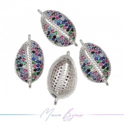 Charms Shells in Zircon Brass Pendant Silver 10.4x19.3mm