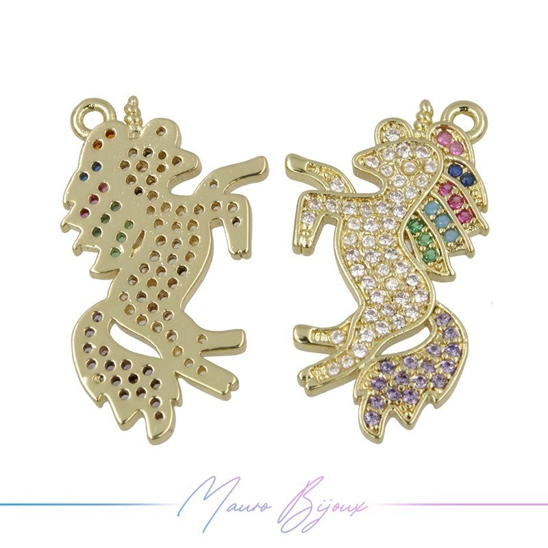 Charms Unicorn in Zircon Brass Pendant Gold 13.6x25.2mm Charms Unicorn in Zircon Brass Pendant Gold 13.6x25.2mm