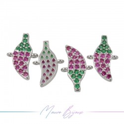 Charms Peper in Zircon Brass Pendant Silver Fuchsia 15.4x10mm