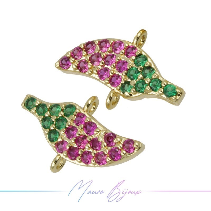 Charms Peper in Zircon Brass Pendant Gold Fuchsia 15.4x10mm