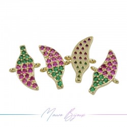 Charms Peper in Zircon Brass Pendant Gold Fuchsia 15.4x10mm