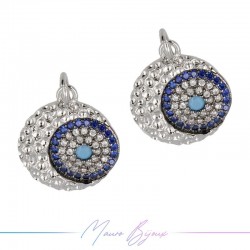 Charms Circle B in Zircon Brass Pendant Silver 17.3x15.3mm