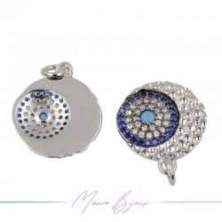 Charms Circle B in Zircon Brass Pendant Silver 17.3x15.3mm