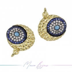 Charms Circle B in Zircon Brass Pendant Gold 17.3x15.3mm