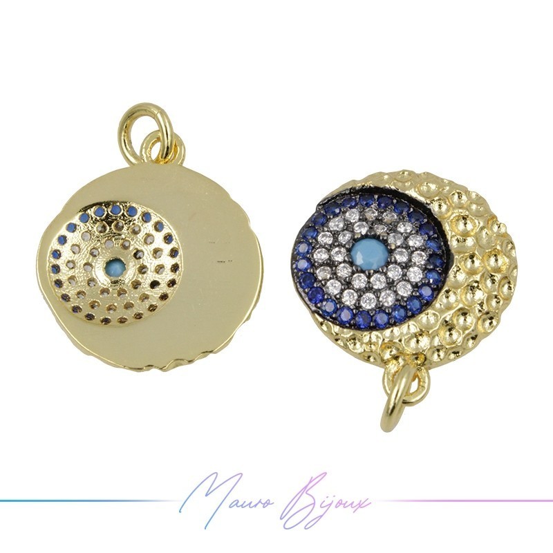 Charms Circle B in Zircon Brass Pendant Gold 17.3x15.3mm