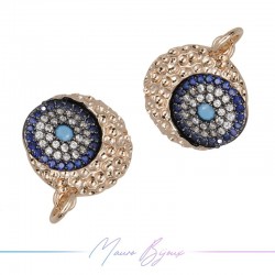 Charms Circle B in Zircon Brass Pendant Gold Rose 17.3x15.3mm