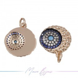 Charms Circle B in Zircon Brass Pendant Gold Rose 17.3x15.3mm