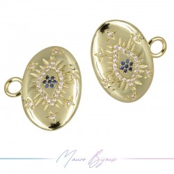 Charms Oval Circle in Zircon Brass Pendant Gold 20x17.2mm