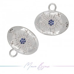 Ciondoli Cerchio Ovale in Ottone con Zirconi Argento 20x17.2mm
