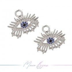 Ciondoli Occhio C in Ottone con Zirconi Argento 18x19.4mm