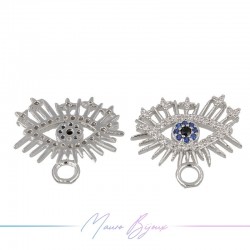 Ciondoli Occhio C in Ottone con Zirconi Argento 18x19.4mm