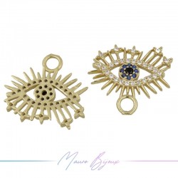 Charms Eye C in Zircon Brass Pendant Gold 18x19.4mm