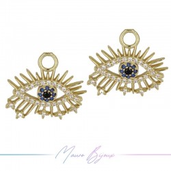 Charms Eye C in Zircon Brass Pendant Gold 18x19.4mm