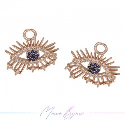 Ciondoli Occhio C in Ottone con Zirconi Oro Rosa 18x19.4mm