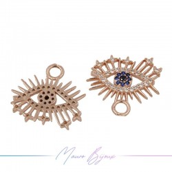 Ciondoli Occhio C in Ottone con Zirconi Oro Rosa 18x19.4mm