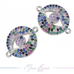 Charms Eye D in Zircon Brass Pendant Silver 19.2x14.3mm