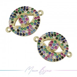 Charms Eye D in Zircon Brass Pendant Gold 19.2x14.3mm