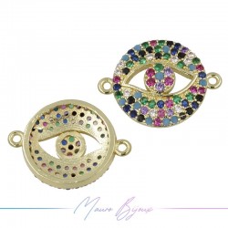 Charms Eye D in Zircon Brass Pendant Gold 19.2x14.3mm