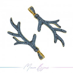 Charms Coral in Zircon Brass Pendant Gold Light Blue 48.3x25.3mm