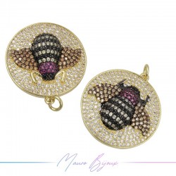 Charms Insects B in Zircon Brass Pendant Gold 28x25.5mm