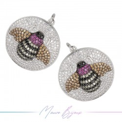 Charms Insects B in Zircon Brass Pendant Silver 28x25.5mm