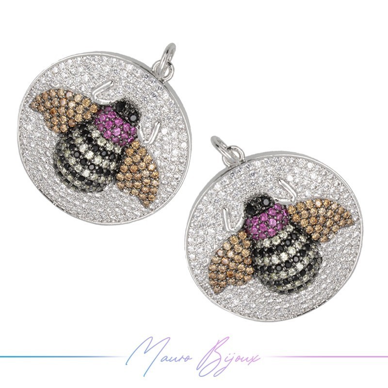 Ciondoli Insetti B in Ottone con Zirconi Argento 28x25.5mm