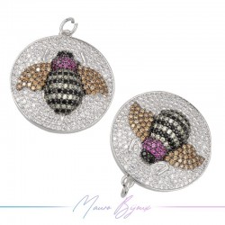 Charms Insects B in Zircon Brass Pendant Silver 28x25.5mm