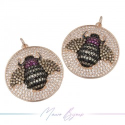 Ciondoli Insetti B in Ottone con Zirconi Oro Rosa 28x25.5mm