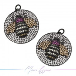 Charms Insects B in Zircon Brass Pendant Gun Metal 28x25.5mm