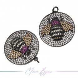 Charms Insects B in Zircon Brass Pendant Gun Metal 28x25.5mm