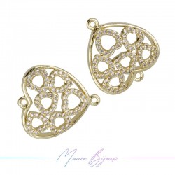 Charms Heart B in Zircon Brass Pendant Gold 20x18mm