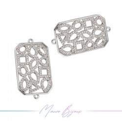 Ciondoli Rettangolo in Ottone con Zirconi Argento 31.8x18mm